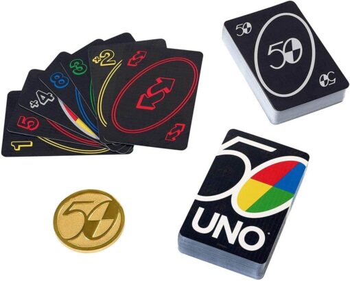 Mattel Games UNO Premium, 50 Jahre UNO Jubiläumsedition (mit Münze)1