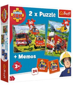 TR90791_1_Trefl 2 in 1 2 Puzzle und Memory Feuerwerhmann Sam