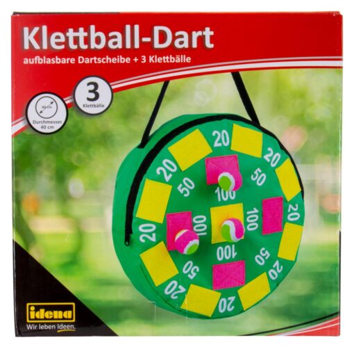 Idena Dartspiel mit aufblasbarer Dartscheibe 3 Klettbällen.jpeg