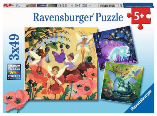 Ravensburger Kinderpuzzle 05181 - Einhorn, Drache und Fee - 3x49 Teile