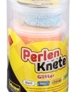 Perlenknete Pastell Glitter, 4 x 33 g, orange, blau, weiß, grün.jpg