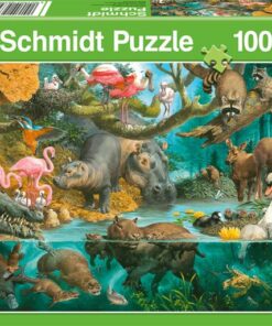 Schmidt Puzzle 100 teile Tierfamilien am Ufer1.png